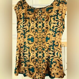 The Limited Gold and Green Baroque Blouse